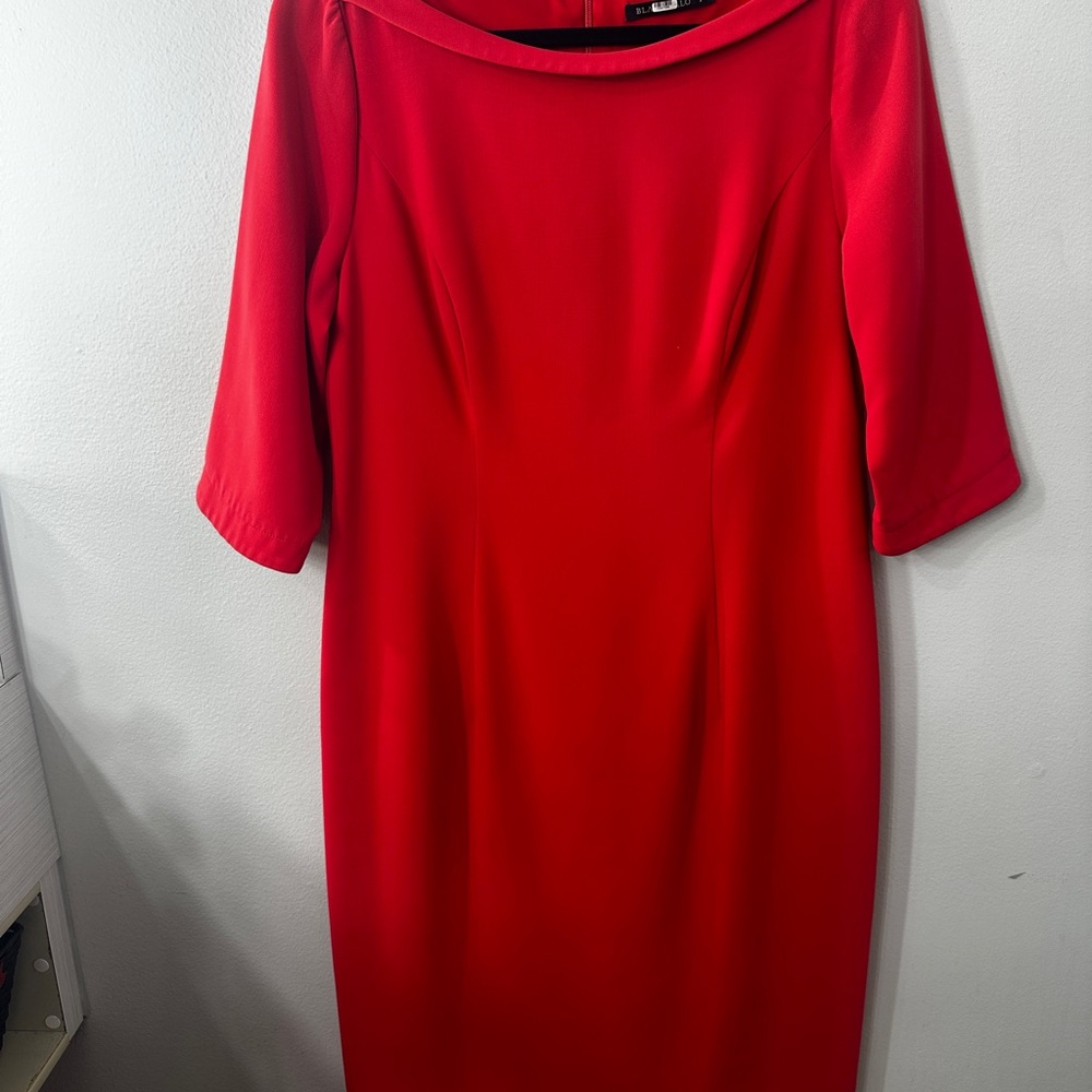 Black Halo Vibrant Red Long Sleeve Dress